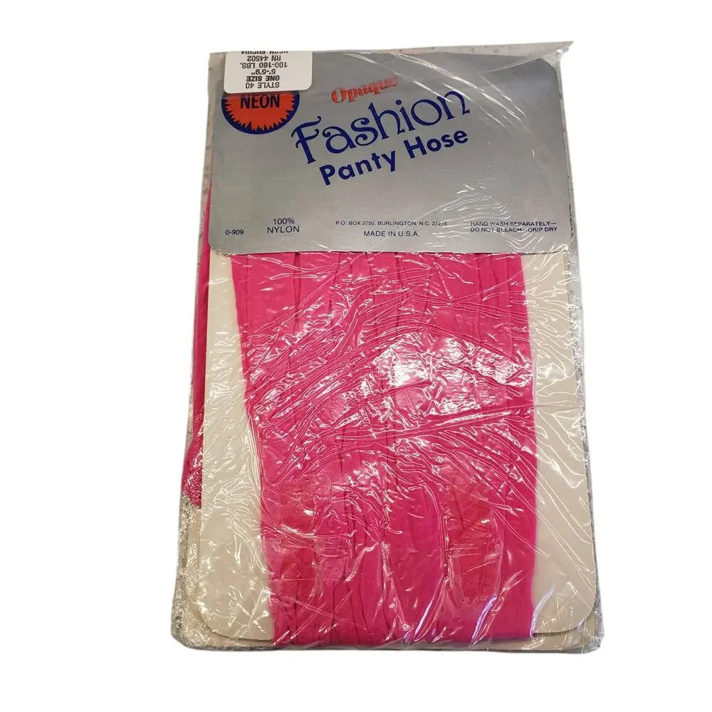 Vintage Opaque Panty Hose Neon Pink 80s One Size School Girl